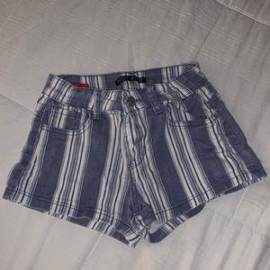 Jean color/White striped shorts (high rise)